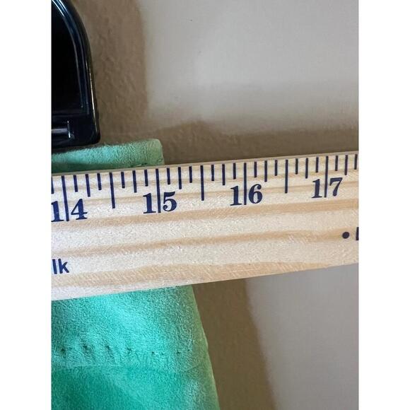 MaxMara Light Green Belt Loops Above Knee Length A-line Skirt Suede Size 10 - Picture 6 of 9